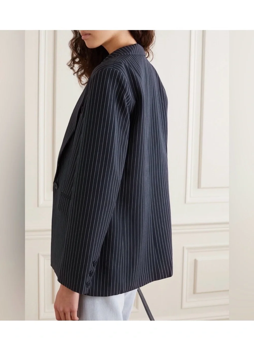 Reformation DamaBZR Women's Navy/White Striped Blazer Size M - Picture 2 of 5
